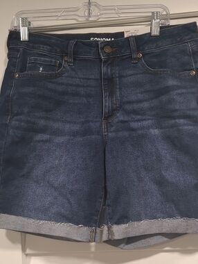 SONOMA Indigo Blue Denim Shorts with Frayed Hem